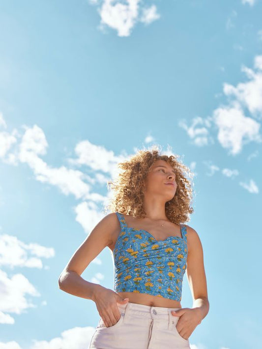 Carolyn Cross-Bust Top - Lapis & Laguna Floral