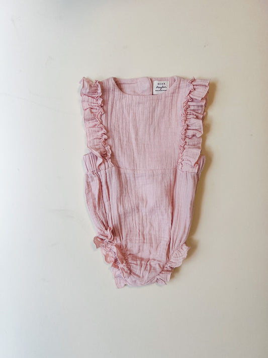 Muslin Flutter Sleeve Romper - Orchid Pink